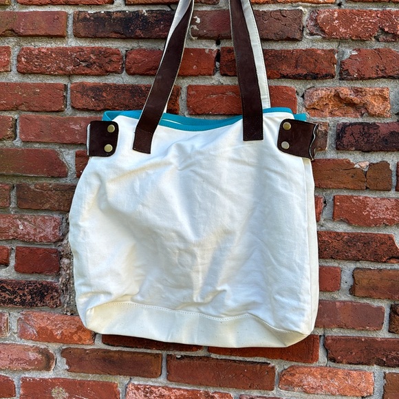 Mare Sole Amore Large Boho Embroidered / Beaded Canvas Leather Shoulder Bag - Picture 6 of 13